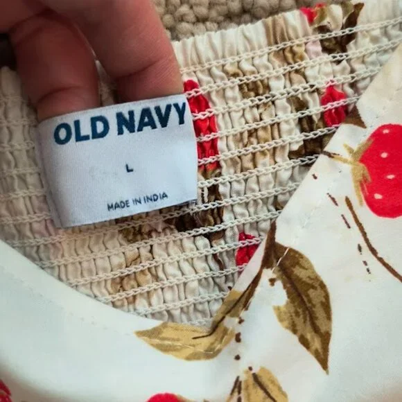 EUC Old Navy Strawberry Fields Puff-Sleeve Mini Dress Size Large - Picture 3 of 6